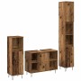 Juego de Muebles de Baño 3 pcs Madera Vieja 30 x 30 x 180 cm