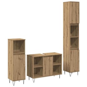 Juego de Muebles de Baño 3 pcs Roble artesanal 30 x 30 x 180 cm