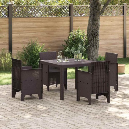Conjunto de Comedor de Jardín 5 pcs Marrón Ratan Polt