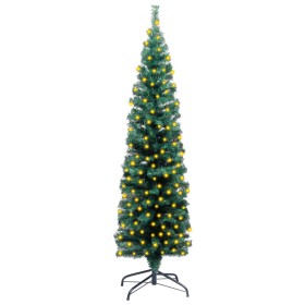 Árbol de Navidad artificial Delgado LEDs y soporte verde 120 cm