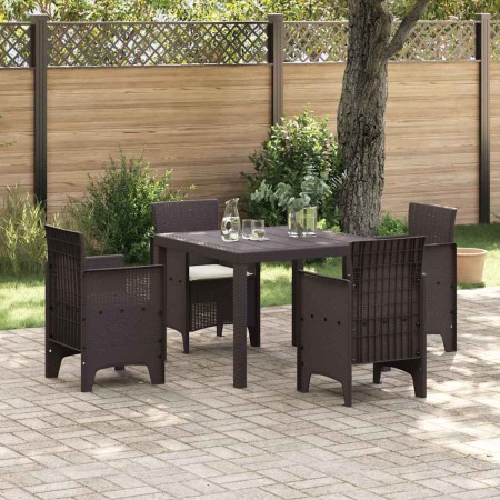 Conjunto de Comedor de Jardín 5 pcs Marrón Ratan Polt