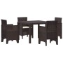Conjunto de Comedor de Jardín 5 pcs Marrón Ratan Polt