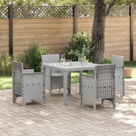 Conjunto de Comedor de Jardín 5 pcs Gris Claro Ratan Polt