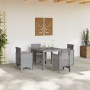 Conjunto de Comedor de Jardín 5 pcs Gris Claro Ratan Polt