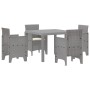 Conjunto de Comedor de Jardín 5 pcs Gris Claro Ratan Polt