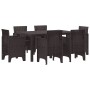 Conjunto de Comedor de Jardín 7 pcs Marrón Ratan Polt