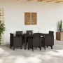 Conjunto de Comedor de Jardín 7 pcs Marrón Ratan Polt