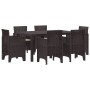 Conjunto de Comedor de Jardín 7 pcs Marrón Ratan Polt