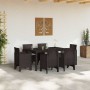 Conjunto de Comedor de Jardín 7 pcs Marrón Ratan Polt