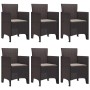 Conjunto de Comedor de Jardín 7 pcs Marrón Ratan Polt