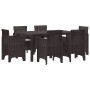 Conjunto de Comedor de Jardín 7 pcs Marrón Ratan Polt