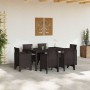 Conjunto de Comedor de Jardín 7 pcs Marrón Ratan Polt