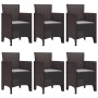 Conjunto de Comedor de Jardín 7 pcs Marrón Ratan Polt