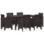 Conjunto de Comedor de Jardín 7 pcs Marrón Ratan Polt