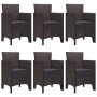 Conjunto de Comedor de Jardín 7 pcs Marrón Ratan Polt