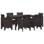 Conjunto de Comedor de Jardín 7 pcs Marrón Ratan Polt