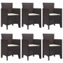Conjunto de Comedor de Jardín 7 pcs Marrón Ratan Polt