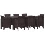 Conjunto de Comedor de Jardín 9 pcs Marrón Ratan Polt