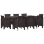 Conjunto de Comedor de Jardín 9 pcs Marrón Ratan Polt
