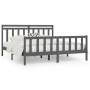 Solid gray pine wood bed frame 200x200 cm by vidaXL, Beds and slatted bases - Ref: Foro24-3107050, Price: 172,03 €, Discount: %
