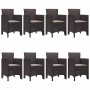 Conjunto de Comedor de Jardín 9 pcs Marrón Ratan Polt