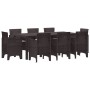 Conjunto de Comedor de Jardín 9 pcs Marrón Ratan Polt