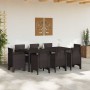 Conjunto de Comedor de Jardín 9 pcs Marrón Ratan Polt
