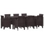 Conjunto de Comedor de Jardín 9 pcs Marrón Ratan Polt