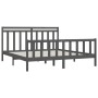 Bettgestell aus massivem, grauem Kiefernholz, 200 x 200 cm von vidaXL, Betten und Lattenroste - Ref: Foro24-3107050, Preis: 1...