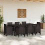 Conjunto de Comedor de Jardín 9 pcs Marrón Ratan Polt
