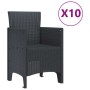 Conjunto de Comedor de Jardín 11 pcs Antracita Ratan Polt