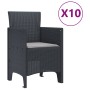 Conjunto de Comedor de Jardín 11 pcs Antracita Ratan Polt