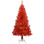 Árbol de Navidad artificial con LEDs y soporte PVC rojo 150 cm