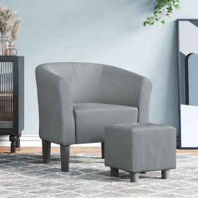 Sillón con taburete tela gris claro en Sillones | Comprar online en Foro24