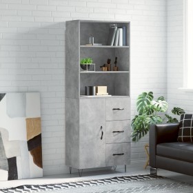 Concrete gray plywood tall sideboard 69.5x34x180 cm by vidaXL, Sideboards - Ref: Foro24-3189441, Price: 147,04 €, Discount: %