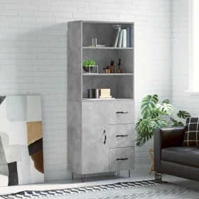 Concrete gray plywood tall sideboard 69.5x34x180 cm by vidaXL, Sideboards - Ref: Foro24-3189441, Price: 139,14 €, Discount: %