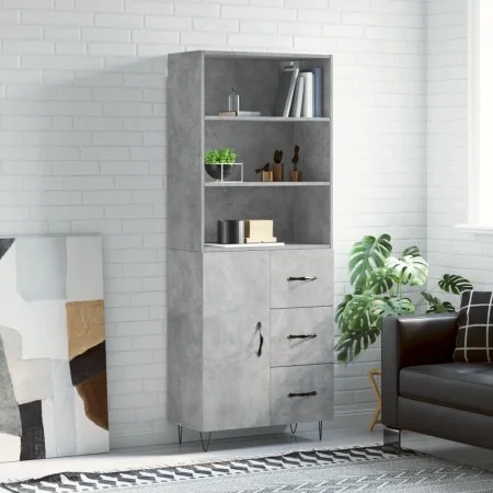 Aparador alto madera contrachapada gris hormigón 69,5x34x180 cm de vidaXL, Aparadores - Ref: Foro24-3189441, Precio: 138,44 €...