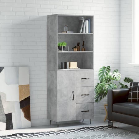 Concrete gray plywood tall sideboard 69.5x34x180 cm by vidaXL, Sideboards - Ref: Foro24-3189441, Price: 147,04 €, Discount: %