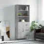 Aparador alto madera contrachapada gris hormigón 69,5x34x180 cm de vidaXL, Aparadores - Ref: Foro24-3189441, Precio: 138,44 €...