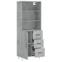 Aparador alto madera contrachapada gris hormigón 69,5x34x180 cm de vidaXL, Aparadores - Ref: Foro24-3189441, Precio: 138,44 €...