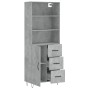 Aparador alto madera contrachapada gris hormigón 69,5x34x180 cm de vidaXL, Aparadores - Ref: Foro24-3189441, Precio: 147,04 €...