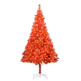 Árbol de Navidad artificial con LEDs y soporte PVC rojo 180 cm