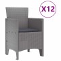 Conjunto de Comedor de Jardín con cojín Gris claro y Antracita