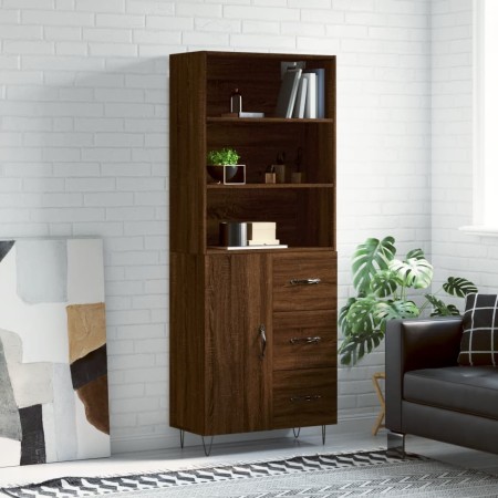 Aparador alto madera contrachapada marrón roble 69,5x34x180 cm de vidaXL, Aparadores - Ref: Foro24-3189444, Precio: 159,20 €
