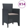 Conjunto de Comedor de Jardín 15 pcs Antracita Ratan Polt