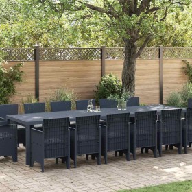 Conjunto de Comedor de Jardín 15 pcs Antracita Ratan Polt