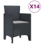 Conjunto de Comedor de Jardín 15 pcs Antracita Ratan Polt