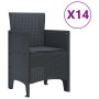 Conjunto de Comedor de Jardín 15 pcs Antracita Ratan Polt