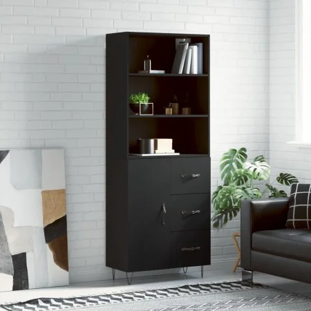 Hohes schwarzes Sperrholz-Sideboard 69,5 x 34 x 180 cm von vidaXL, Sideboards - Ref: Foro24-3189438, Preis: 154,80 €, Rabatt: %