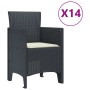 Conjunto de Comedor de Jardín 15 pcs Antracita Ratan Polt